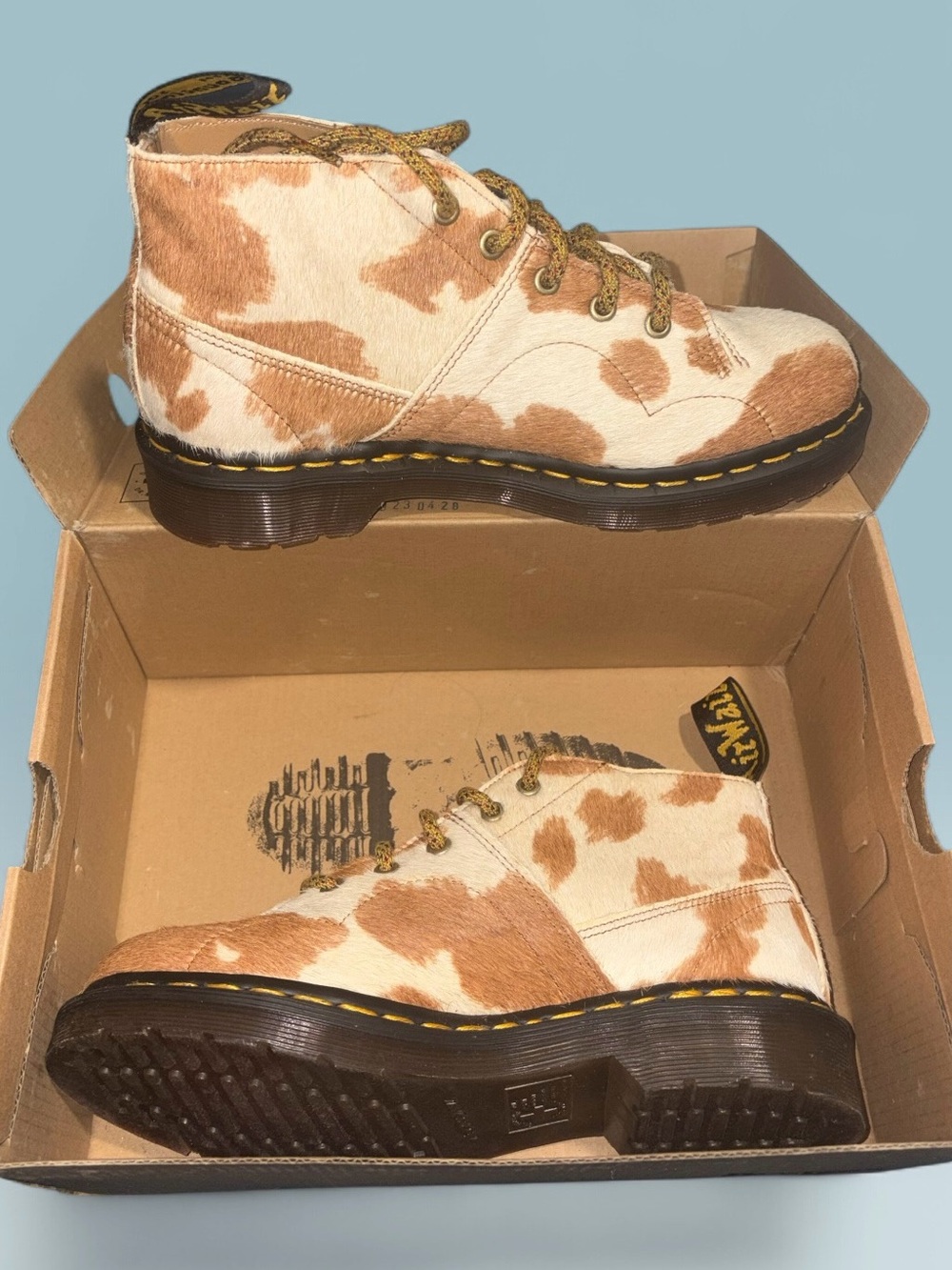 Dr. Martens CHURCH HAIR-ON JERSEY COW PRINT MONKEY BOOTS W/8 M/7 NIB - Picture 5 of 9